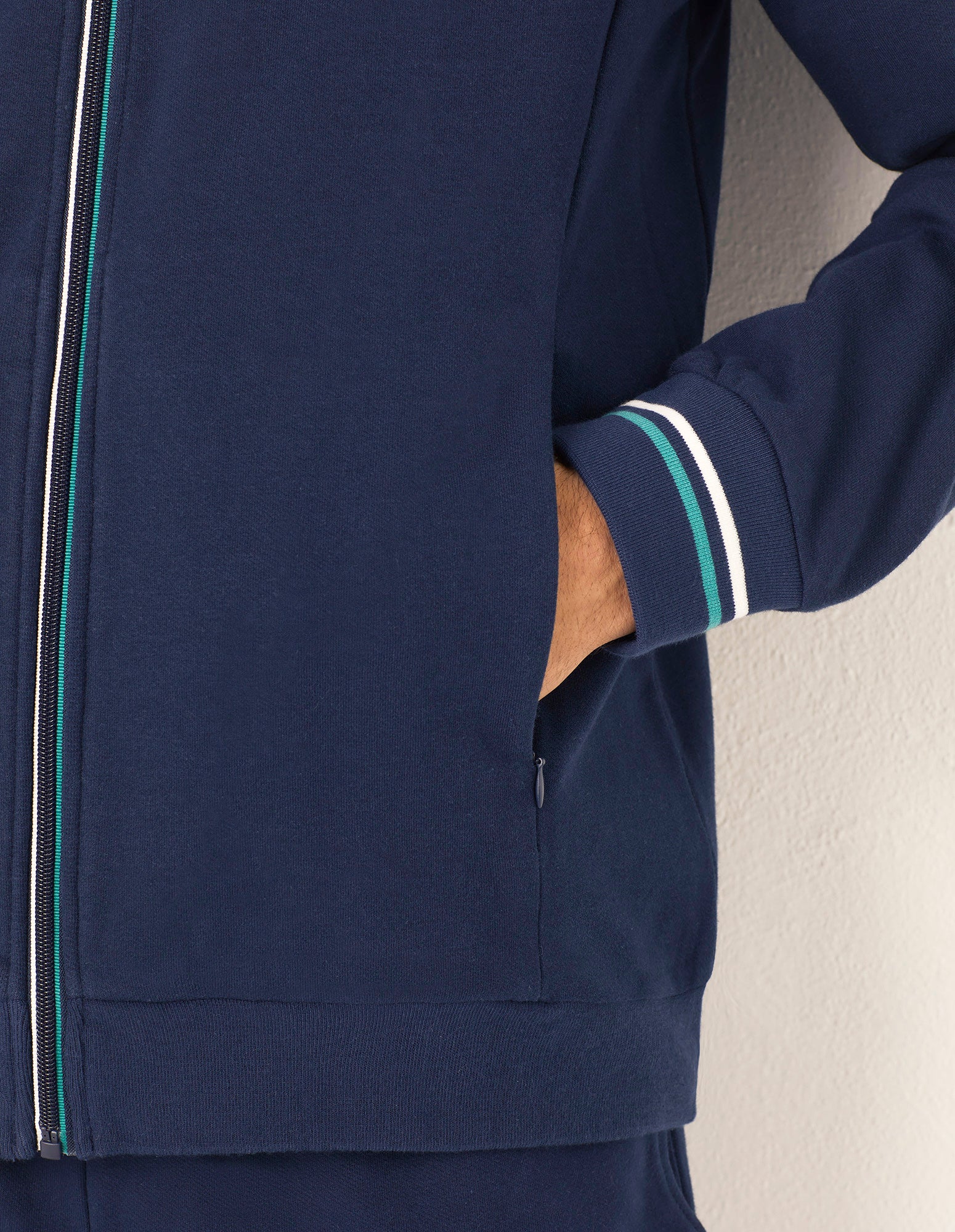 Sweatshirt with zip cotton and Modal Henry Cotton's Midnight Blue