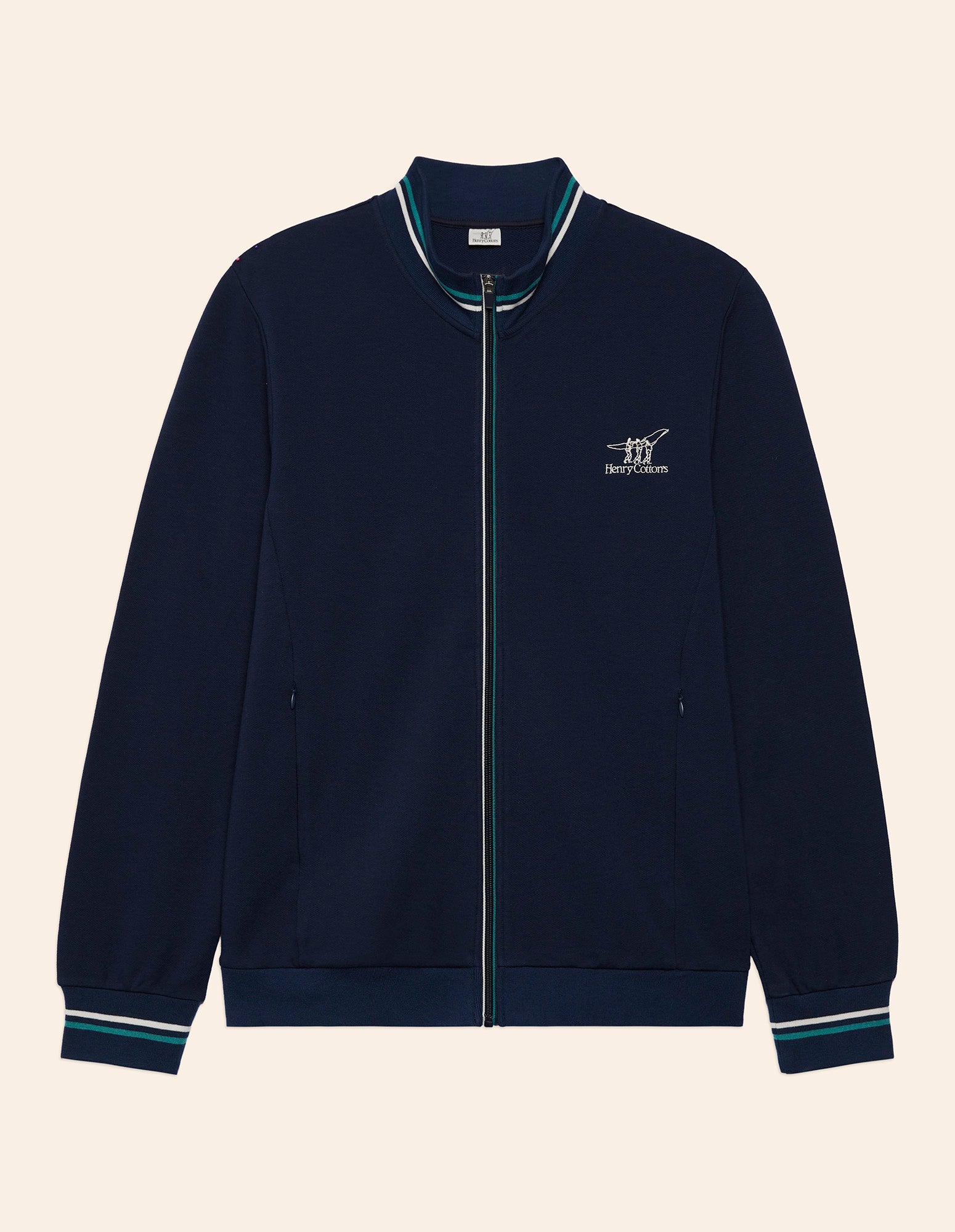 Sweatshirt with zip cotton and Modal Henry Cotton's Midnight Blue