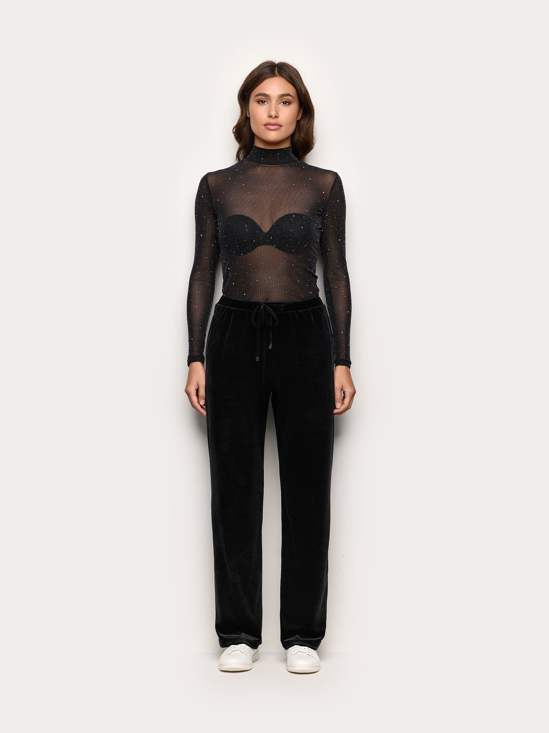 Xmas Party loose-cut velvet trousers Black | Yamamay