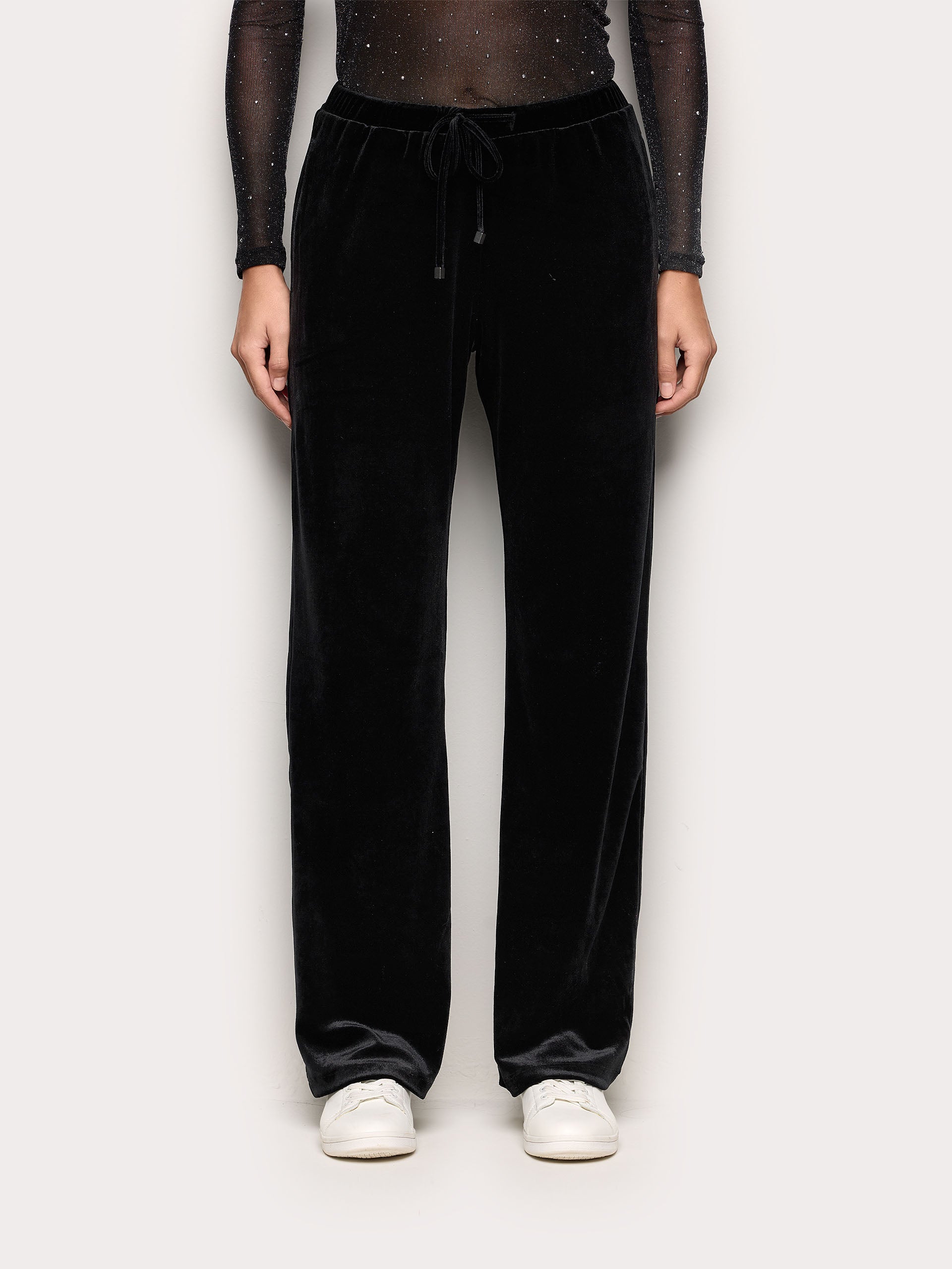 Xmas Party loose-cut velvet trousers Black | Yamamay