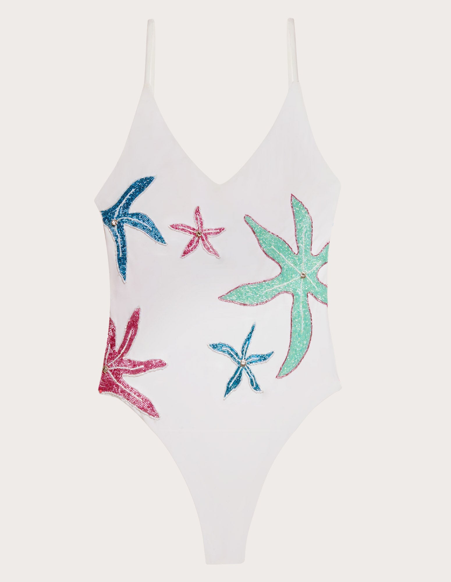 Women's White Starfish Sea Star One-piece Swimsuit Optical White