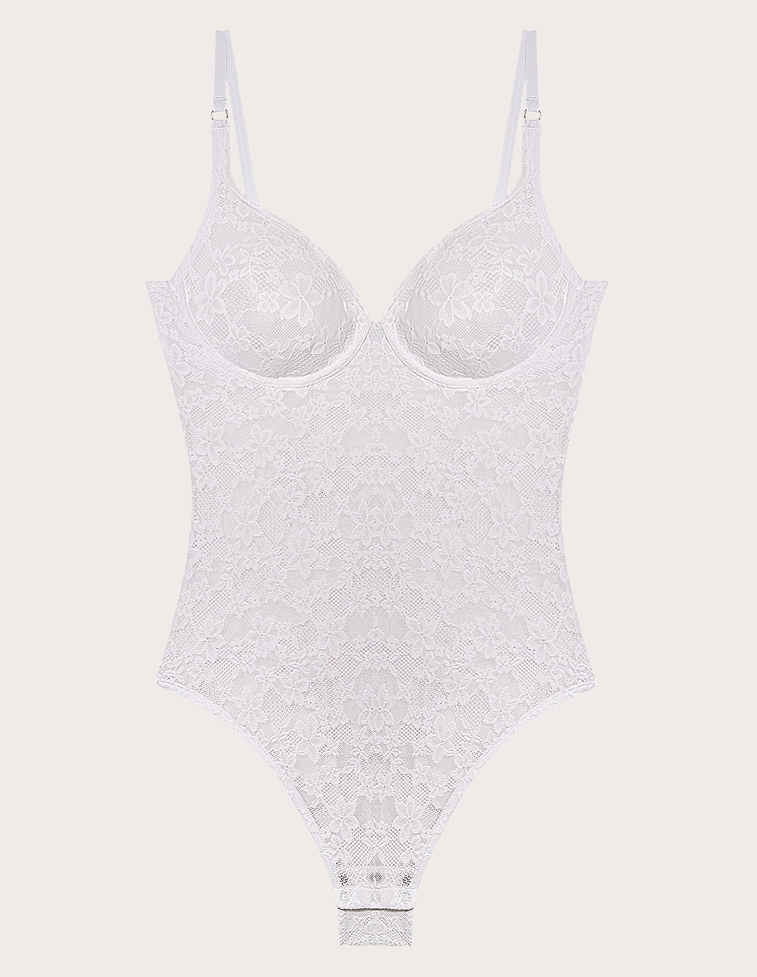 White lace bodysuit with Stretch Lace underwire Optical White