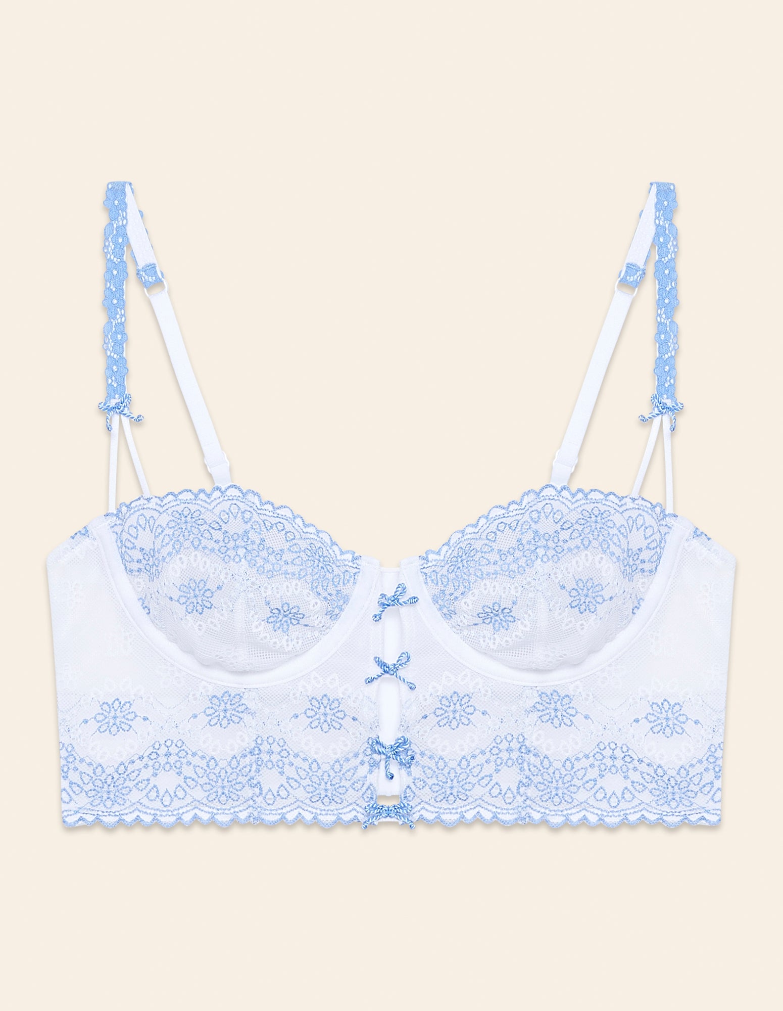 Unlined bustier with Corine lace underwire Indigo | Yamamay